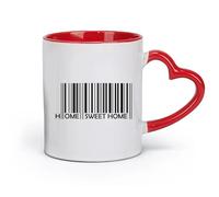 ceramics Coffee and Tea Cups Home Sweet Barcode House Corridor Home Entrance （11oz/320ml） for Milk Tea Cola Water Red