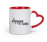 ceramics Coffee Cup Stronger Than Your Excuses Motivational Quotes Fitnesscenter （11oz/320ml） for Office, Home Red