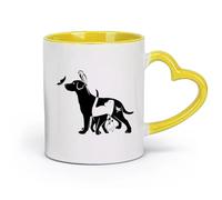 ceramics Coffee Cups with Handle Dog Cat Bird Rabbit Animal Veterinarian （11oz/320ml） Office, Home, Café, Dishwasher & Microwave Safe Yellow