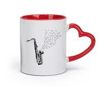 ceramics Coffee & Hot Drinks Saxophone Player Jazz Club Musician Notes Music Studio （11oz/320ml） for Home and Office Red