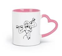 ceramics Coffee Mug, Dumbbell Woman Fitnesscenter Bar Home Gymnasticsnasium Club （11oz/320ml） and Microwave-Safe Pink