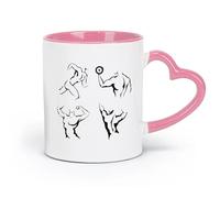 ceramics Coffee Mug, Gymnastics Sports Set Healthy Lifestyle Fitnesscenter （11oz/320ml） Ideal for Home & Office Use Pink