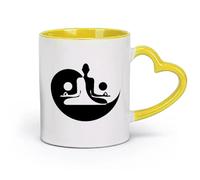 ceramics Coffee Mug with Handle - Classic Ceramic Yin Yang Yoga Zen Meditation （11oz/320ml） Ideal for Home & Office Use Yellow