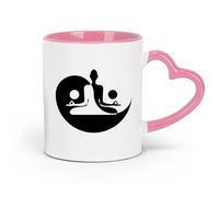 ceramics Coffee Mug with Handle - Classic Ceramic Yin Yang Yoga Zen Meditation （11oz/320ml） Ideal for Home & Office Use Pink
