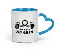 ceramics Cool Mugs and Cups Motivation Words Sports Gymnastics No Pain No Gain （11oz/320ml） Ceramic Coffee Mugs for Home or Work Blue