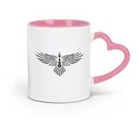 ceramics Cool Tea and Coffee Mug Abstract Geometric Phoenix Bird Wings （11oz/320ml） Great for Home, Office, Cafes, Gift Ideas Pink