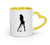 ceramics Cool Tea and Coffee Mug Golfer sex appeal Girl Playing Golf Home （11oz/320ml） for Tea, Hot Chocolate Yellow
