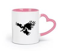 ceramics Cups with Comfortable Handle American Bald Eagle Patriotic Bird （11oz/320ml） Great for Home, Office, Cafes, Gift Ideas Pink