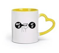 ceramics Cups with Comfortable Handle Dumbbell Gymnastics Fitnesscenter Sport （11oz/320ml） Ceramic Coffee Mugs for Home or Work Yellow