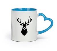 ceramics Cups with Comfortable Handle Hunting Hobby Animal Deer Head Horns （11oz/320ml） Great for Home, Office, Cafes, Gift Ideas Blue