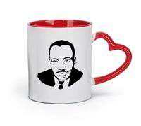 ceramics Cups with Comfortable Handle Martin Luther King Portrait Silhouette （11oz/320ml） and Mulled Drinks, Espresso Red