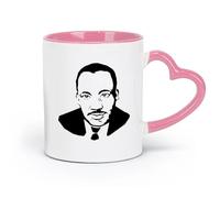 ceramics Cups with Comfortable Handle Martin Luther King Portrait Silhouette （11oz/320ml） and Mulled Drinks, Espresso Pink