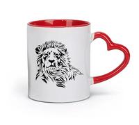 ceramics Durable Mugs Lion Mane Wild Cat Beast Predator Animal King （11oz/320ml） Humorous Gift for Coffee Lovers, Work Besties, Coworkers & Friends Red