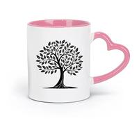 ceramics Home and Office Mugs abstract eco clipart tree logo design （11oz/320ml） for Coffee, Soup, Tea, Milk, Latte, hot Cocoa, Ladies, Men Pink