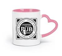 ceramics Home and Office Mugs Bar Good Friends Times Drink Room （11oz/320ml） Humorous Gift for Coffee Lovers, Work Besties, Coworkers & Friends Pink