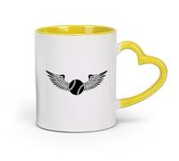 ceramics Home and Office Mugs Baseball Ball Flying Angel Wings Sport （11oz/320ml） for Coffee, Soup, Tea, Milk, Latte, hot Cocoa, Ladies, Men Yellow