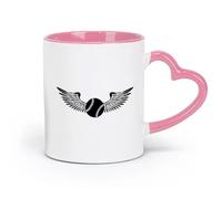 ceramics Home and Office Mugs Baseball Ball Flying Angel Wings Sport （11oz/320ml） for Coffee, Soup, Tea, Milk, Latte, hot Cocoa, Ladies, Men Pink