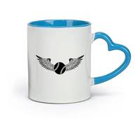ceramics Home and Office Mugs Baseball Ball Flying Angel Wings Sport （11oz/320ml） for Coffee, Soup, Tea, Milk, Latte, hot Cocoa, Ladies, Men Blue