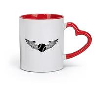 ceramics Home and Office Mugs Baseball Ball Flying Angel Wings Sport （11oz/320ml） for Coffee, Soup, Tea, Milk, Latte, hot Cocoa, Ladies, Men Red