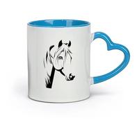 ceramics Home and Office Mugs Beautiful Horse Head Animal Stallion （11oz/320ml） Humorous Gift for Coffee Lovers, Work Besties, Coworkers & Friends Blue