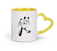 ceramics Home and Office Mugs Beautiful Horse Head Animal Stallion （11oz/320ml） Humorous Gift for Coffee Lovers, Work Besties, Coworkers & Friends Yellow