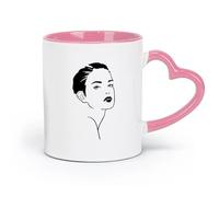 ceramics Home and Office Mugs Beautiful Woman Face Girl Lady Make Up （11oz/320ml） for Coffee, Soup, Tea, Milk, Latte, hot Cocoa, Ladies, Men Pink