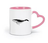 ceramics Home and Office Mugs Big Whale Sea Ocean Animal Marine （11oz/320ml） Humorous Gift for Coffee Lovers, Work Besties, Coworkers & Friends Pink