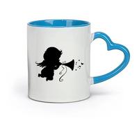 ceramics Home and Office Mugs Dakar Little Baby Angel Music Notes （11oz/320ml） Humorous Gift for Coffee Lovers, Work Besties, Coworkers & Friends Blue