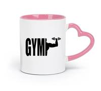 ceramics Home and Office Mugs Gymnasticsnasium Logo Dumbbell Muscle （11oz/320ml） Perfect for Kitchens, Restaurants & Cafes, Great Gift Idea Pink