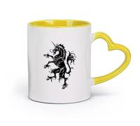 ceramics Home and Office Mugs Heraldic Unicorn Emblem Medieval Animal （11oz/320ml） Humorous Gift for Coffee Lovers, Work Besties, Coworkers & Friends Yellow