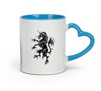 ceramics Home and Office Mugs Heraldic Unicorn Emblem Medieval Animal （11oz/320ml） Humorous Gift for Coffee Lovers, Work Besties, Coworkers & Friends Blue