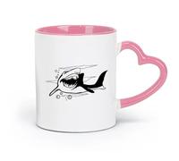 ceramics Home and Office Mugs Shark Predator Animal Ocean Sea Marine （11oz/320ml） Humorous Gift for Coffee Lovers, Work Besties, Coworkers & Friends Pink