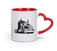 ceramics Hot Chocolate Cups Big Truck Auto Car Machine Garage Man Cave （11oz/320ml） Great for Home, Office, Cafes, Gift Ideas Red