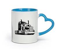 ceramics Hot Chocolate Cups Big Truck Auto Car Machine Garage Man Cave （11oz/320ml） Great for Home, Office, Cafes, Gift Ideas Blue