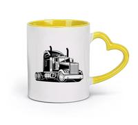 ceramics Hot Chocolate Cups Big Truck Auto Car Machine Garage Man Cave （11oz/320ml） Great for Home, Office, Cafes, Gift Ideas Yellow