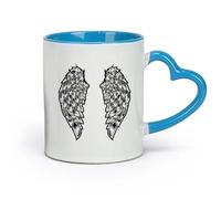 ceramics Large Mugs for Hot Drinks Angel Wings Symbols Home Bedroom （11oz/320ml） for Coffee, Soup, Tea, Milk, Latte, hot Cocoa, Ladies, Men Blue
