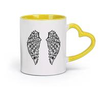 ceramics Large Mugs for Hot Drinks Angel Wings Symbols Home Bedroom （11oz/320ml） for Coffee, Soup, Tea, Milk, Latte, hot Cocoa, Ladies, Men Yellow