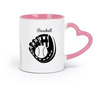 ceramics Large Mugs for Hot Drinks Baseball Glove Sports Fan Garage Sport （11oz/320ml） Dishwasher Microwave Safe,for Office and Home Pink