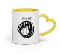 ceramics Large Mugs for Hot Drinks Baseball Glove Sports Fan Garage Sport （11oz/320ml） Dishwasher Microwave Safe,for Office and Home Yellow