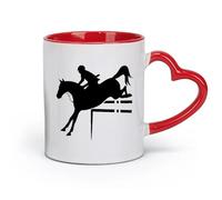 ceramics Large Tea Coffee and Hot Chocolate Cups Horse Rider Sport Horse Riding （11oz/320ml） for Office, Home Red