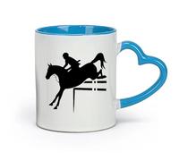 ceramics Large Tea Coffee and Hot Chocolate Cups Horse Rider Sport Horse Riding （11oz/320ml） for Office, Home Blue