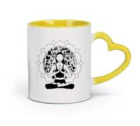 ceramics Novelty Ceramic Cup Meditation Woman Healthy Lifestyle Living Yoga （11oz/320ml） Ceramic Coffee Mugs for Home or Work Yellow