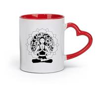 ceramics Novelty Ceramic Cup Meditation Woman Healthy Lifestyle Living Yoga （11oz/320ml） Ceramic Coffee Mugs for Home or Work Red