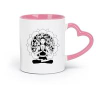 ceramics Novelty Ceramic Cup Meditation Woman Healthy Lifestyle Living Yoga （11oz/320ml） Ceramic Coffee Mugs for Home or Work Pink