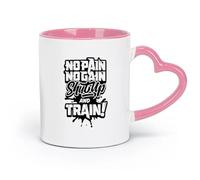 ceramics Novelty Ceramic Cup No Pain No Gain Training Fitnesscenter Slogan Tattoo （11oz/320ml） for Home or Work Pink
