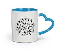 ceramics Novelty Gift Mug Cartoon People Love Sports Physical Education （11oz/320ml） Dishwasher Microwave Safe,for Office and Home Blue