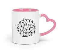 ceramics Novelty Gift Mug Cartoon People Love Sports Physical Education （11oz/320ml） Dishwasher Microwave Safe,for Office and Home Pink