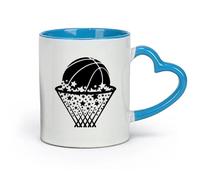 ceramics Novelty Tea or Coffee Cup Basketball Basket Sport Game Ball Player （11oz/320ml） Ceramic Coffee Mugs for Home or Work Blue