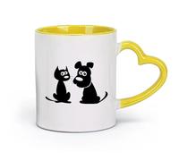 ceramics Novelty Tea or Coffee Cup Cartoon Cat Dog Puppy Pet Shop Friends （11oz/320ml） Office, Home, Café, Dishwasher & Microwave Safe Yellow