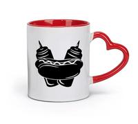 ceramics Novelty Tea or Coffee Cup Hot Dog Cooking Fast Food Truck Cafe （11oz/320ml） Dishwasher Microwave Safe,for Office and Home Red